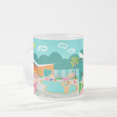 Rétro tasse gaie en verre givré de réception au (Devant gauche)