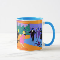 Rétro tasse urbaine de partie de dessus de toit