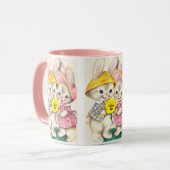 Rétro tasse vintage mignonne de vacances de lapins (Devant gauche)