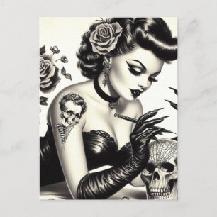 Retro Tattoed Gothic Pin-up Briefkaart