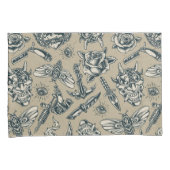 Retro Tattoo Patroon Kussensloop (Voorkant-Rechts)