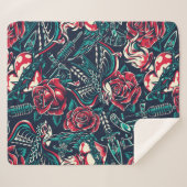 Retro Tattoo Patroon Sherpa Deken (Voorkant (horizontaal))