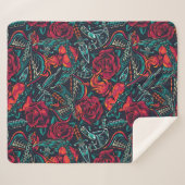 Retro Tattoo Pattern Sherpa Blanket Sherpa Deken (Voorkant (horizontaal))