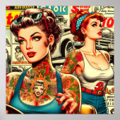 Retro Tattoo Pin-ups Comics Poster (Voorkant)