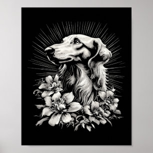 Retro Tattoo stijl Borzoi Hondenliefhebber Poster