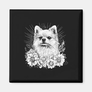 Retro Tattoo Stijl Pomeranian Hond Liefhebber Magneet