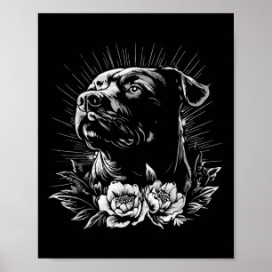 Retro Tattoo stijl Rottweiler Hondenliefhebber Poster