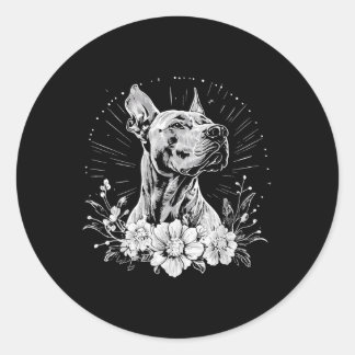 Retro Tattoo Style Great Dane Hondenliefhebber _1 Ronde Sticker