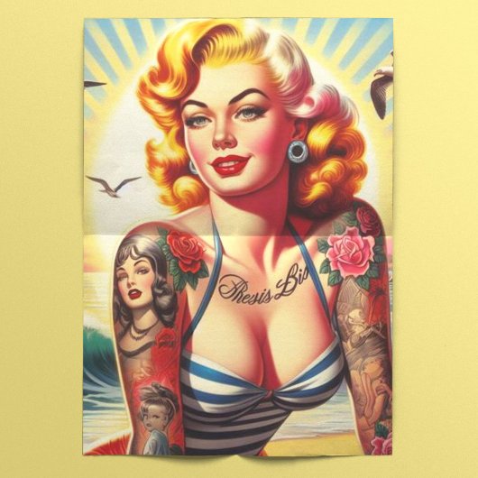 Retro Tattooed Bikini Pin-up Tissuepapier