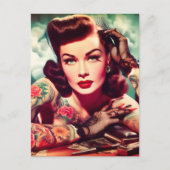 Retro Tattooed Pin-up Briefkaart (Voorkant)