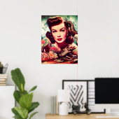 Retro Tattooed Pin-up Poster (Thuiskantoor)