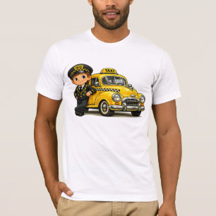 Retro Taxi Chauffeur Jongen met Vintage Gele Auto T-shirt