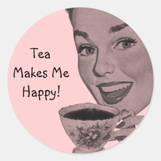 Retro Tea Ronde Sticker (Voorkant)