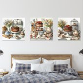 Retro Tea Time Cake Print Set van 3 (Slaapkamer)