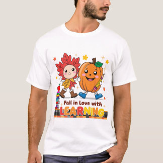 Retro Teacher Herfst PNG, Herfst Verliefd Op Leren T-shirt