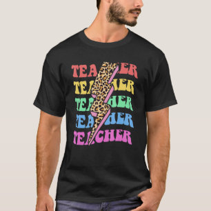 Retro Teacher Inspirerend 90s Luipaard Bliksem T-shirt