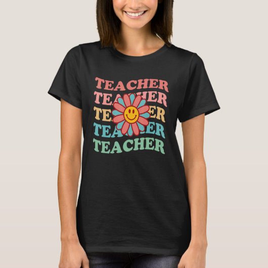 Retro Teachers Inspirational Floral Elementary Sch T-shirt (Voorkant)