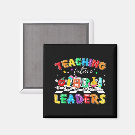 Retro Teaching Future Leaders Groovy Teacher Back  Magneet (Voorkant / Achterkant)