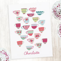 Retro Teacup gepersonaliseerde naam