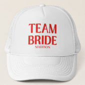 Retro Team Bride Bachelorette Red Pink Trucker Pet (Voorkant)