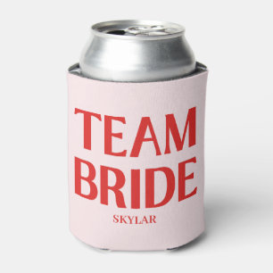 Retro Team Bruid Bachelorette Rood Roze Blikjeskoeler