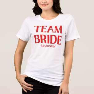 Retro Team Bruid Bachelorette Rood Roze Tri-Blend Shirt