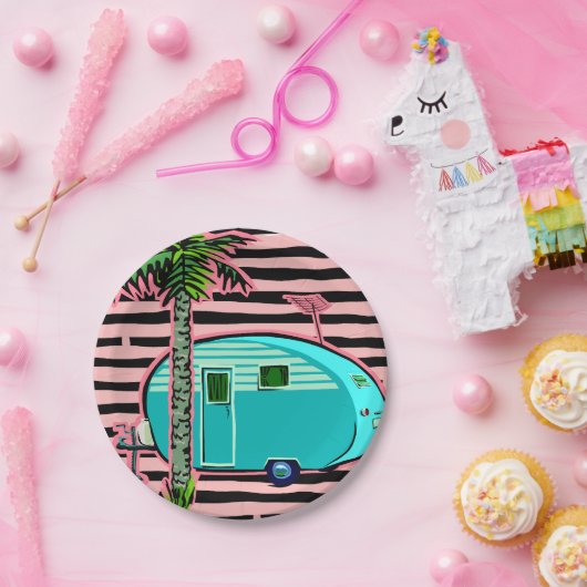 Retro Teardrop Camper Papieren Bordje (Feest)