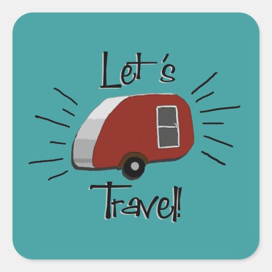 Retro Teardrop Camper Stickers (Voorkant)