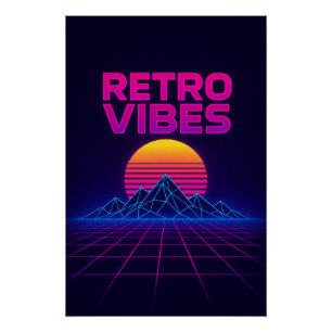 Retro Tech Vibes Neon Synthwave Design Poster Perfect Poster