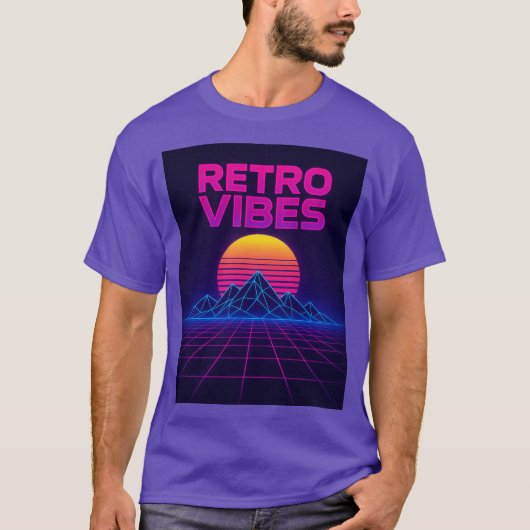 Retro Tech Vibes Neon Synthwave Design T-shirt (Voorkant)