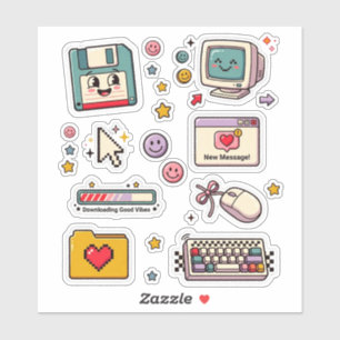 Retro Technologie Stickerblad Sticker