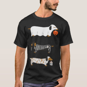 Retro Teckel Halloween Wiener Hond Pompoen Weeni T-shirt