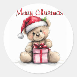 Retro Teddy Beer Vrolijk Kerstfeest Classic Ronde Ronde Sticker