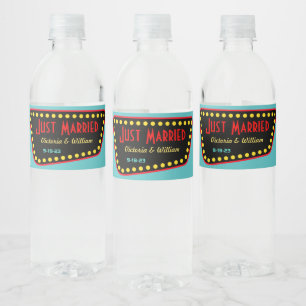 Retro Teken Gewoon Getrouwd Water Fles Labels Waterfles Etiket