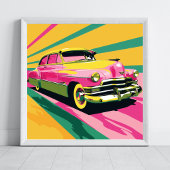 Retro Tekening van Oude auto Perfect Poster