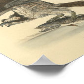 Retro  tekening vogel met vis poster (Hoek)