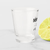 Retro tekst beste man zwart monogram trouwfeest shot glas (Links)