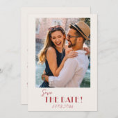 Retro tekst en foto bruiloft opslaan van de datum save the date (Voorkant / Achterkant)