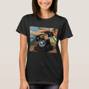 Retro telefoon met draaischijf, vintage bedrijf t-shirt
