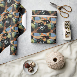 Retro telefoon met draaischijf, vintage kantoor cadeaupapier