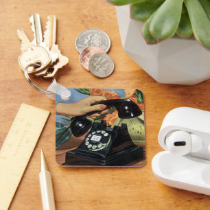 Retro Telefoon met Roterende Wijzerplaat, Zaken Sleutelhanger