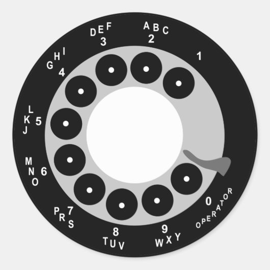 Retro Telefoon Stickers - Zwart/Wit (Voorkant)