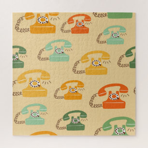 Retro telefoons, kleurrijk naadloos patroon. legpuzzel