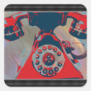 Retro-telefoonsticker Vierkante Sticker