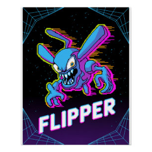 Retro Tempest Flipper Arcade Schurken Cartoon T-sh Perfect Poster