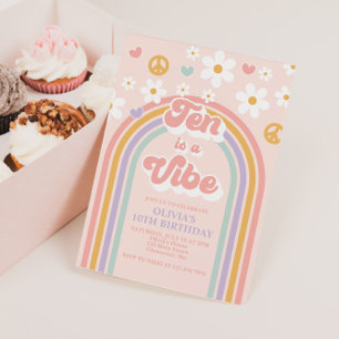 Retro Ten is een Vibe Regenboog 10e verjaardag Kaart