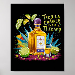Retro Tequila Drink tequila goedkoper dan een Ther Poster