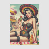 Retro Tequila Pin-up Tissuepapier (Voorkant)