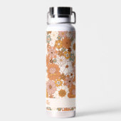 Retro Terracotta Boho Bloem Personaliseerde Naam Waterfles (Achterkant)