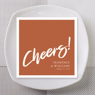 Retro Terracotta Borstellettering Proost Trouwdag Servet